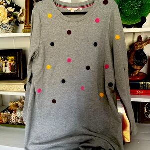 Boden Cute and Comfortable Sweatshirt Dress with Colorful Dots